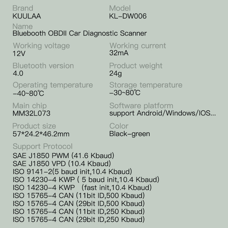 OBDII ELM327 adapter til bil via iOS eller Android