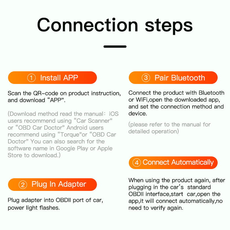OBDII ELM327 adapter til bil via iOS eller Android