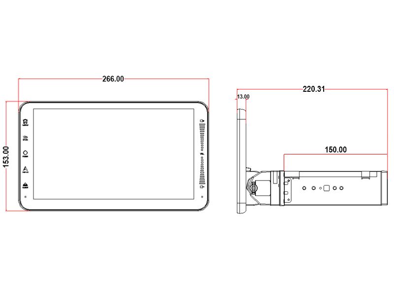Universal 1DIN ANDROID spiller med 10.1" skjerm