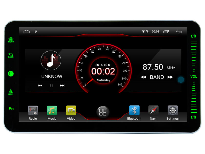 Universal 1DIN ANDROID spiller med 10.1" skjerm