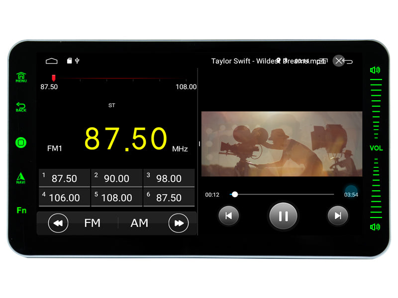 Universal 1DIN ANDROID spiller med 10.1" skjerm